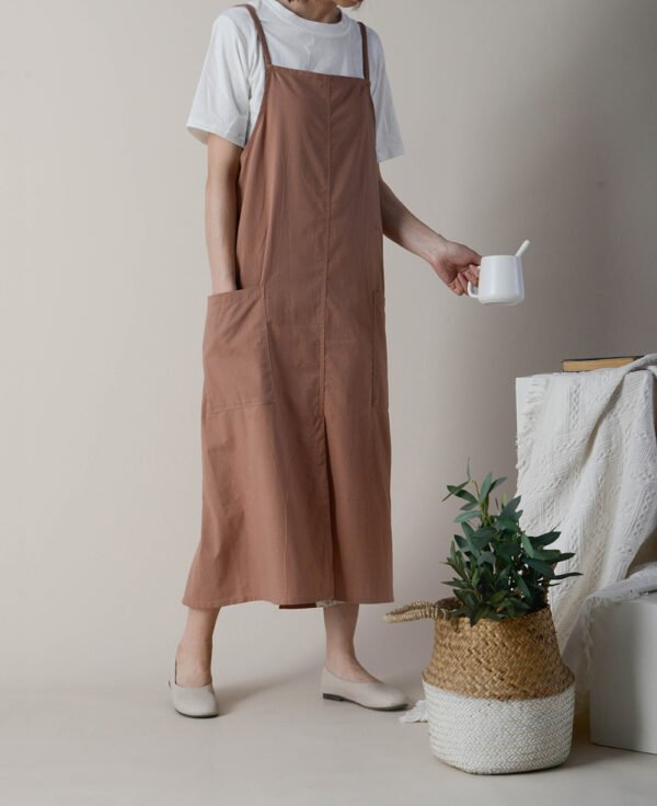 Adjustable Back Strap Apron With Pockets For Women