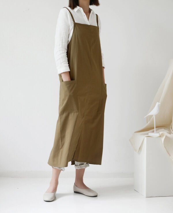Adjustable Back Strap Apron With Pockets For Women