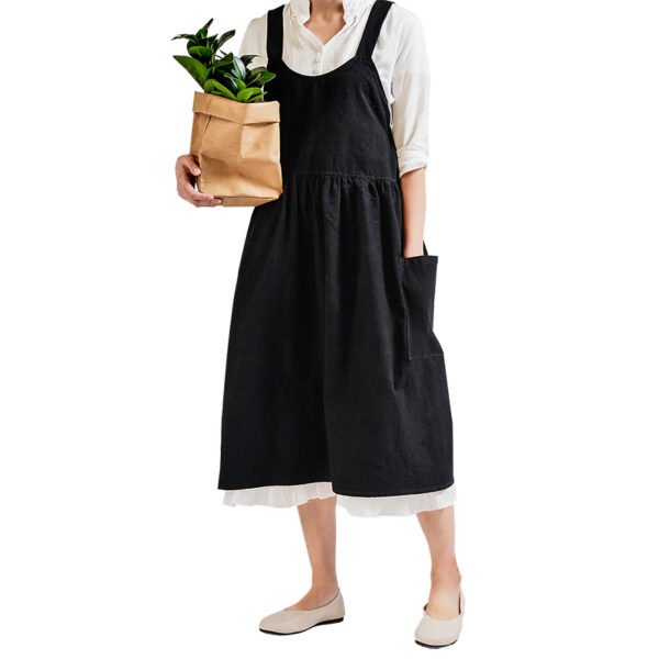 Minimal U-Neck Cross-Back Cotton Apron