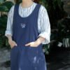 Soft Cotton Apron With Wide Straps & Embroidered Detail