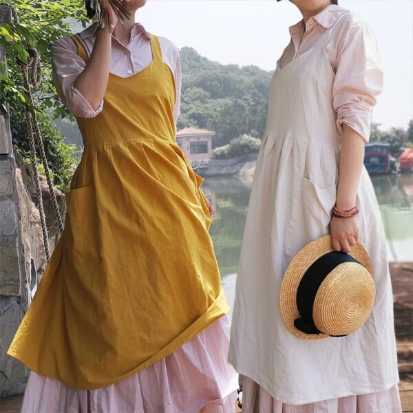 No-tie Crossback Pleated Apron