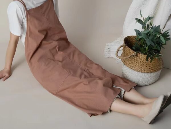 Adjustable Back Strap Apron With Pockets For Women