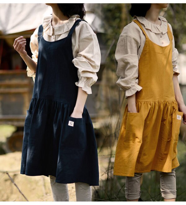 Japanese-style Cotton Pleated Apron For Women