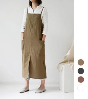 Adjustable Back Strap Apron With Pockets For Women
