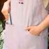 Soft Cotton Apron With Wide Straps & Embroidered Detail