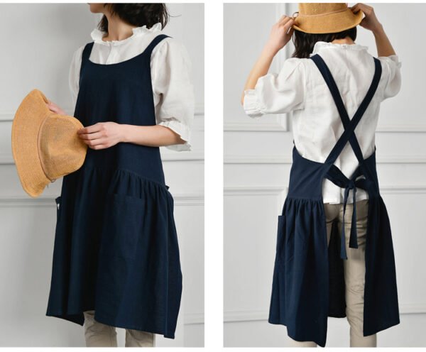 Japanese-style Cotton Pleated Apron For Women