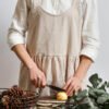 Minimal U-Neck Cross-Back Cotton Apron