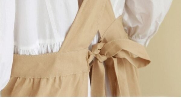 Cotton V-Neck Apron with Crossed Back Ties