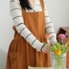 Simple Cotton 3-Position Button Loose Smock Apron