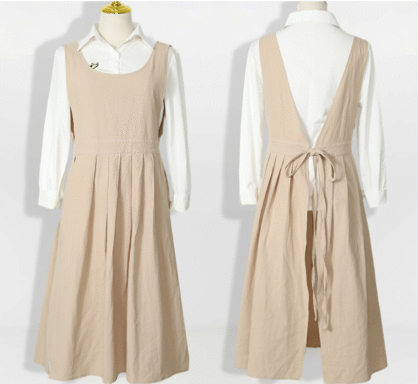 Minimalist Cotton Pleated Apron With Wide Straps