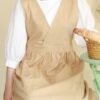 Cotton V-Neck Apron with Crossed Back Ties