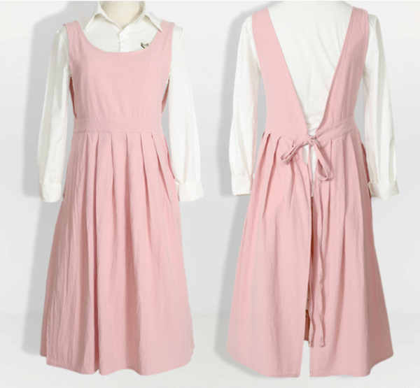 Minimalist Cotton Pleated Apron With Wide Straps