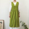 Cotton V-Neck Apron with Crossed Back Ties