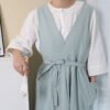 Cotton V-Neck Apron with Crossed Back Ties