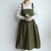 Simple Cotton 3-Position Button Loose Smock Apron