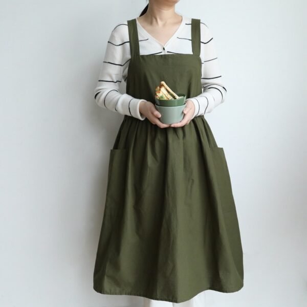 Simple Cotton 3-Position Button Loose Smock Apron