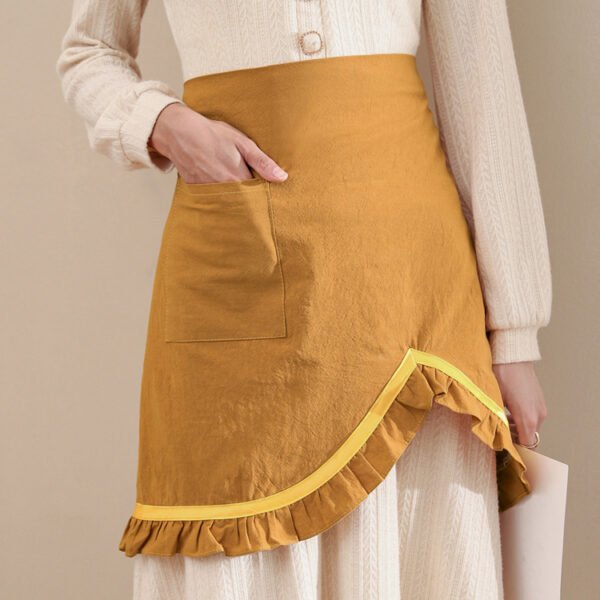 Women Cotton Ruffle Split Half Apron