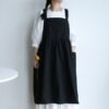 Simple Cotton 3-Position Button Loose Smock Apron