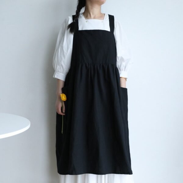 Simple Cotton 3-Position Button Loose Smock Apron