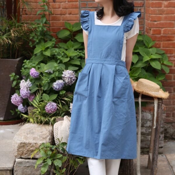 Ruffle Trim Waterproof Apron For Women