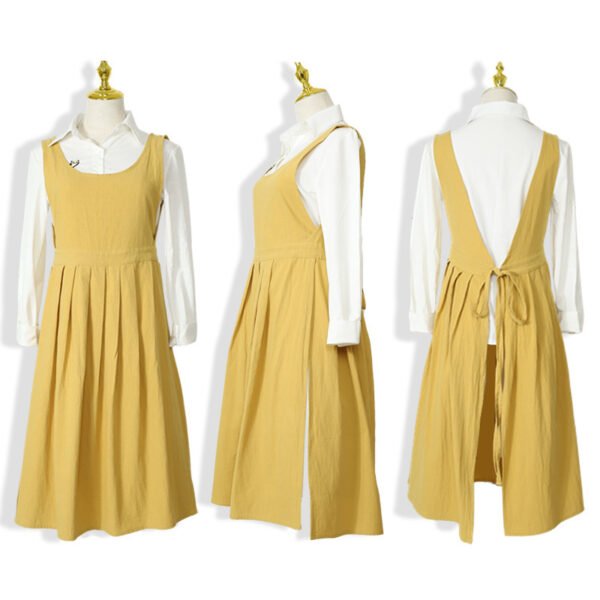 Minimalist Cotton Pleated Apron With Wide Straps