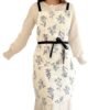 Simple Botanical Printed Cotton Canvas Cross Tie Apron