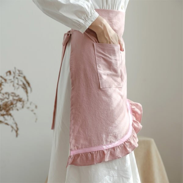 Women Cotton Ruffle Split Half Apron