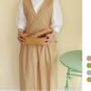 Cotton V-Neck Apron with Crossed Back Ties