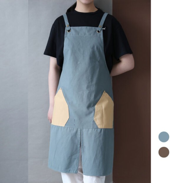 Modern Polygonal Color Block Pockets Canvas Apron