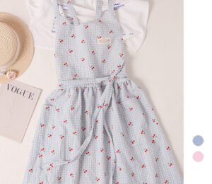 Plaid Cherry Back Cross Tie Women Cotton Apron
