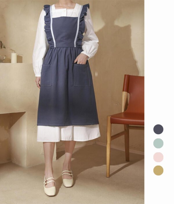 Women Ruffle Wrap Cotton Apron