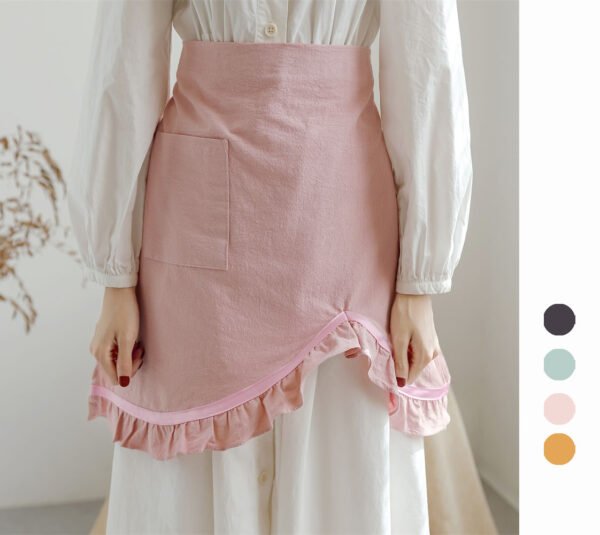 Women Cotton Ruffle Split Half Apron