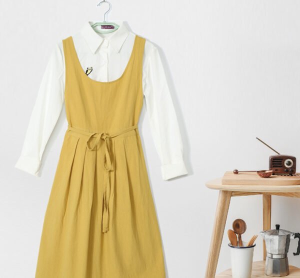 Minimalist Cotton Pleated Apron With Wide Straps