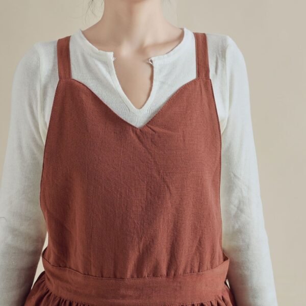 Classic V-Neck Crossback Cotton Apron For Women