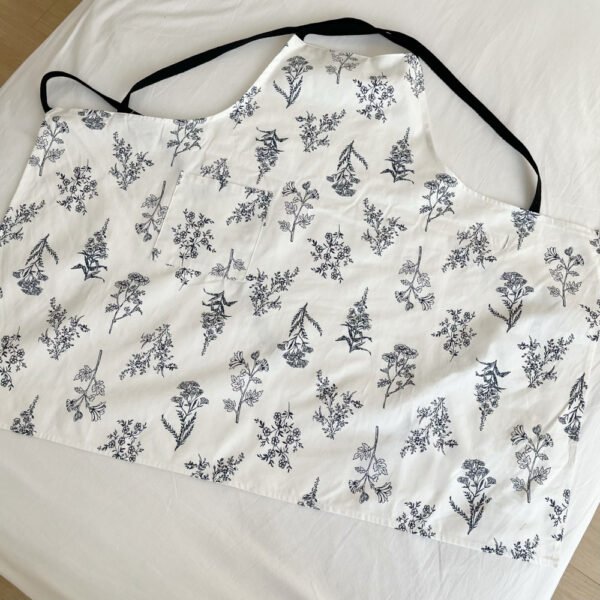 Simple Botanical Printed Cotton Canvas Cross Tie Apron