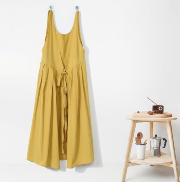 Minimalist Cotton Pleated Apron With Wide Straps