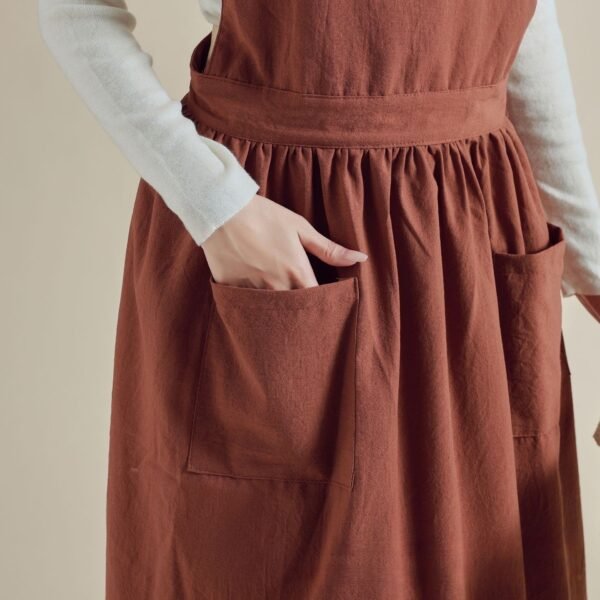 Classic V-Neck Crossback Cotton Apron For Women