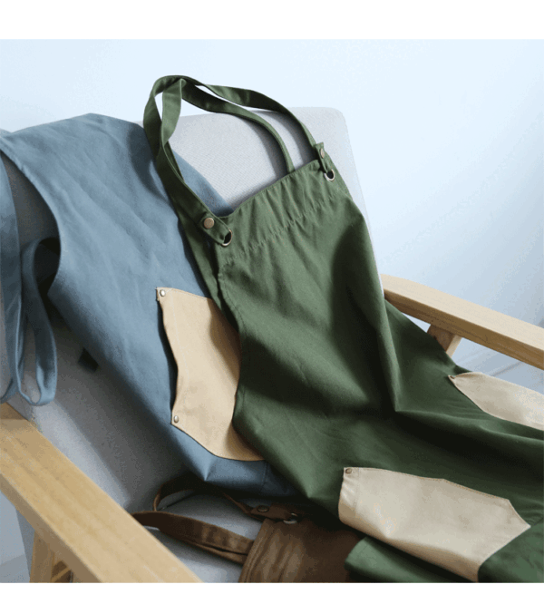 Modern Polygonal Color Block Pockets Canvas Apron