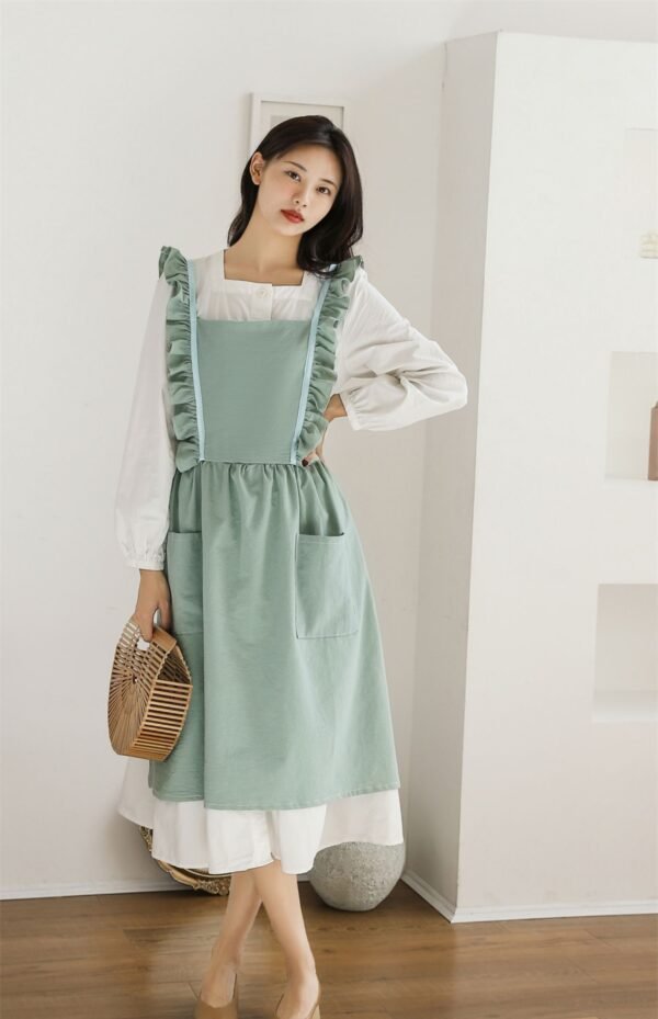 Women Ruffle Wrap Cotton Apron