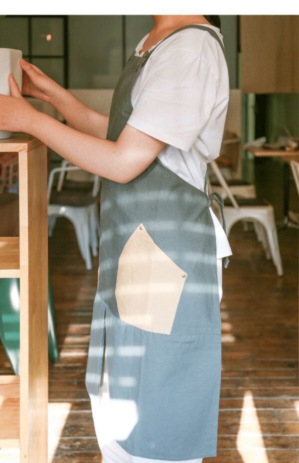 Modern Polygonal Color Block Pockets Canvas Apron