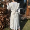 Linen Rustic Floral Ruffled Shoulder Apron