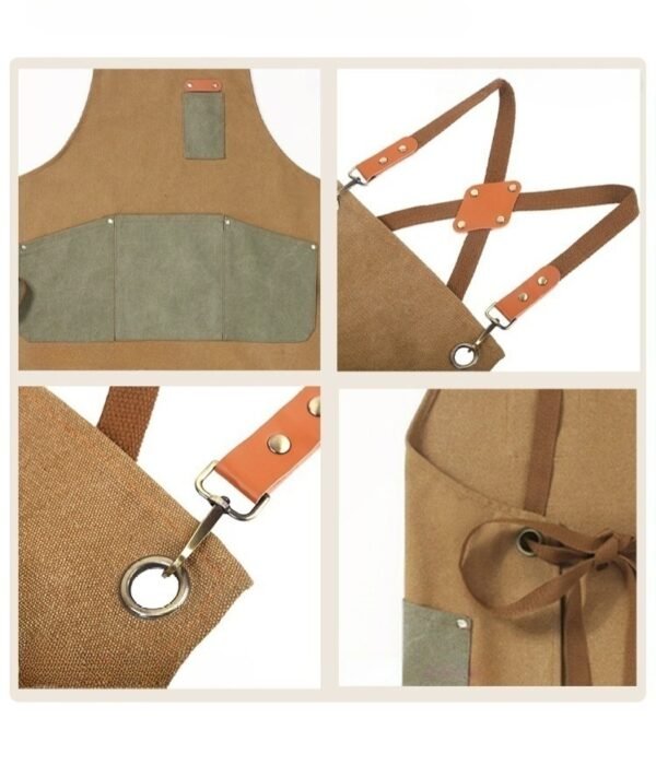 Canvas Crossback Artisan Apron With Contrast Pockets