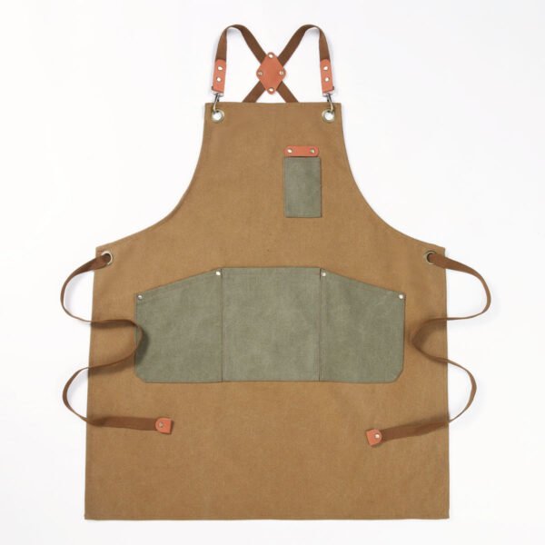 Canvas Crossback Artisan Apron With Contrast Pockets